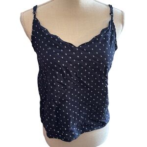Navy Blue Women's Top with White Pattern